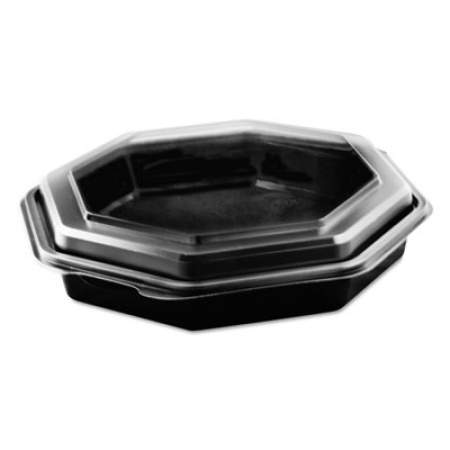 Dart Octaview Hinged-Lid Cold Food Containers, Black/clear,9 1/5x9 3/5x2, 100/carton (864057AP94)
