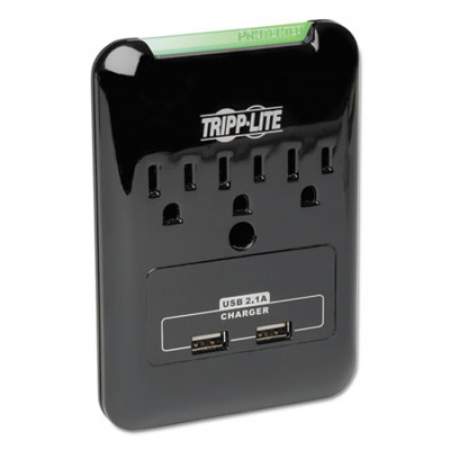 Tripp Lite Protect It! Surge Protector, 3 Outlets/2 USB, Direct Plug-In, 540 J, Black (SK30USB)