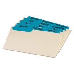 Oxford Manila Index Card Guides with Laminated Tabs, 1/3-Cut Top Tab, January to December, 3 x 5, Manila, 12/Set (03513)