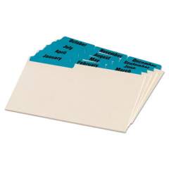 Oxford Manila Index Card Guides with Laminated Tabs, 1/3-Cut Top Tab, January to December, 4 x 6, Manila, 12/Set (04613)