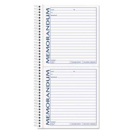 TOPS Memorandum Book, Two-Part Carbonless, 5 x 5.5, 2/Page, 100 Forms (4150)