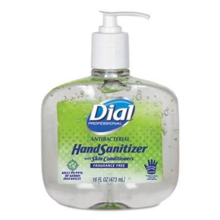 Dial Professional Antibacterial with Moisturizers Gel Hand Sanitizer, 16 oz Pump Bottle, Fragrance-Free, 8/Carton (00213)