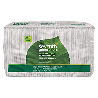 100% Recycled Napkins, 1-Ply, 11.5 x 12.5, White, 250/Pack (13713PK)