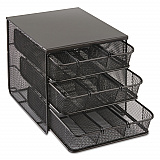 Onyx Three Drawer Hospitality Organizer, 7 Compartments, 11.5 x 8.25 x 8.25, Black (3275BL)
