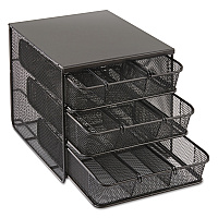 Onyx Three Drawer Hospitality Organizer, 7 Compartments, 11.5 x 8.25 x 8.25, Black (3275BL)