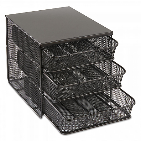 Onyx Three Drawer Hospitality Organizer, 7 Compartments, 11.5 x 8.25 x 8.25, Black (3275BL)