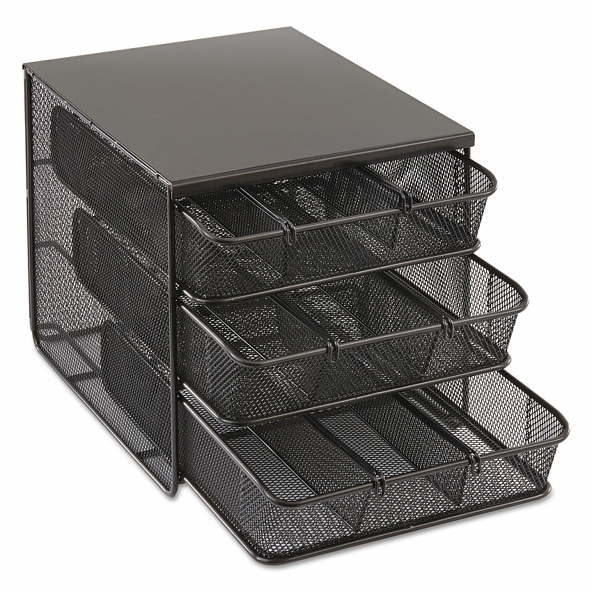 Onyx Three Drawer Hospitality Organizer, 7 Compartments, 11.5 x 8.25 x 8.25, Black (3275BL)