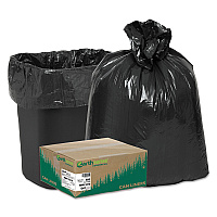 Linear Low Density Recycled Can Liners, 16 gal, 0.85 mil, 24" x 33", Black, 25 Bags/Roll, 20 Rolls/Carton (RNW3310)