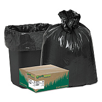 Linear Low Density Recycled Can Liners, 10 gal, 0.85 mil, 24" x 23", Black, 25 Bags/Roll, 20 Rolls/Carton (RNW2410)