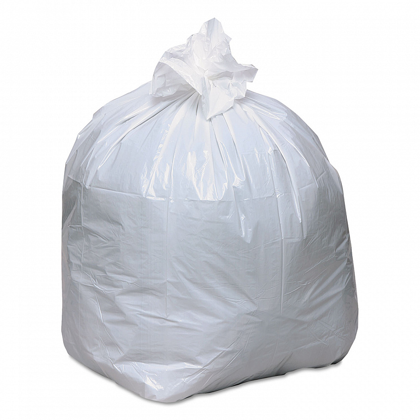 Linear-Low-Density Recycled Tall Kitchen Bags, Open-Face, 13 gal, 24" x 33", White, 15 Bags/Roll, 10 Rolls/Box (RNW1K150V)