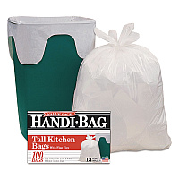 Super Value Pack Can Liners, 13 gal, 0.6 mil, 23.75" x 28", White, 100 Bags/Box, 6 Boxes/Carton (HAB6FK100CT)