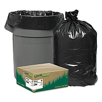Linear Low Density Recycled Can Liners, 45 gal, 1.65 mil, 40" x 46", Black, 10 Bags/Roll, 10 Rolls/Carton (RNW4860)