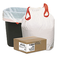 Heavy-Duty Trash Bags, Drawstring, 13 gal, 24.5" x 27.38", White, 50 Bags/Roll, 4 Rolls/Box (1DK200)