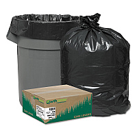 Linear Low Density Recycled Can Liners, 56 gal, 2 mil, 43" x 47", Black, 10 Bags/Roll, 10 Rolls/Carton (RNW4320)
