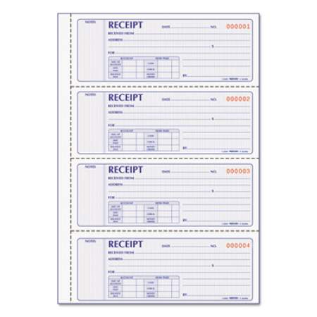 Rediform Money Receipt Book, Two-Part Carbonless, 7 x 2.75, 4/Page, 200 Forms (8L806)