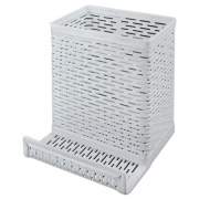 Artistic Urban Collection Punched Metal Pencil Cup/Cell Phone Stand, 3 1/2 x 3 1/2, White (ART20014WH)