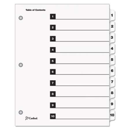 Cardinal OneStep Printable Table of Contents and Dividers, 10-Tab, 1 to 10, 11 x 8.5, White, 1 Set (61013)