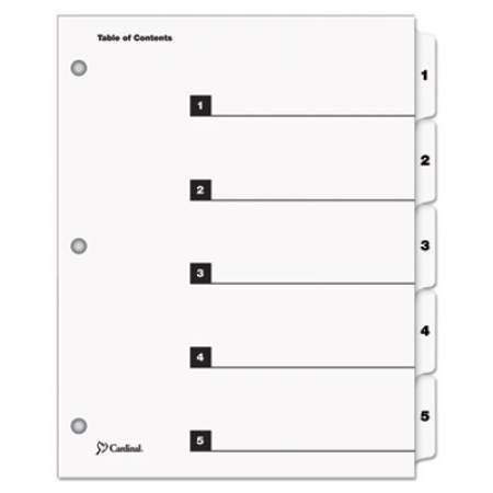 Cardinal QuickStep OneStep Printable Table of Contents and Dividers, 5-Tab, 1 to 5, 11 x 8.5, White, 24 Sets (60533)