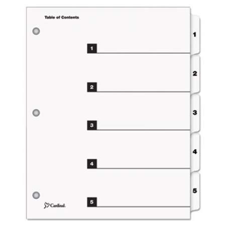 Cardinal OneStep Printable Table of Contents and Dividers, 5-Tab, 1 to 5, 11 x 8.5, White, 1 Set (60513)