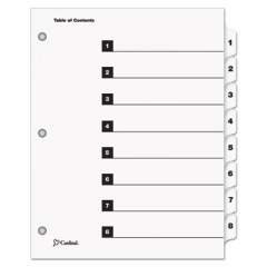 Cardinal OneStep Printable Table of Contents and Dividers, 8-Tab, 1 to 8, 11 x 8.5, White, 1 Set (60813)