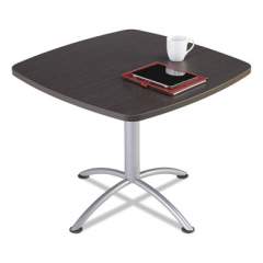 Iceberg iLand Table, Cafe-Height, Square Top, Contoured Edges, 36 x 36 x 29, Gray Walnut/Silver (69724)