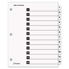 Cardinal OneStep Printable Table of Contents and Dividers, 12-Tab, 1 to 12, 11 x 8.5, White, 1 Set (61213)