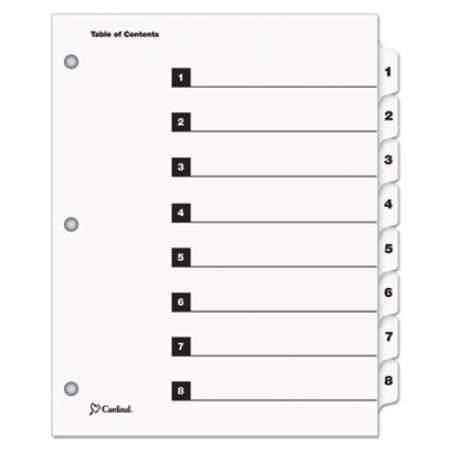 Cardinal QuickStep OneStep Printable Table of Contents and Dividers, 8-Tab, 1 to 8, 11 x 8.5, White, 24 Sets (60833)