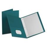 Oxford Twin-Pocket Folders with 3 Fasteners, 0.5" Capacity, 11 x 8.5, Teal, 25/Box (57755)
