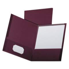 Oxford Linen Finish Twin Pocket Folders, 100-Sheet Capacity, 11 x 8.5, Burgundy, 25/Box (53441)