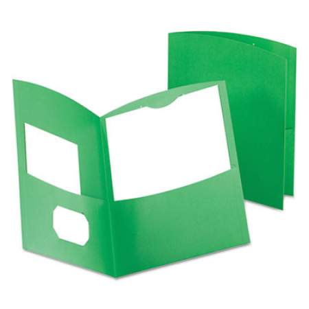Oxford Contour Two-Pocket Recycled Paper Folder, 100-Sheet Capacity, 11 x 8.5, Green, 25/Box (5062560)