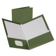 Oxford Two-Pocket Laminated Folder, 100-Sheet Capacity, 11 x 8.5, Metallic Green, 25/Box (5049560)
