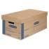 Bankers Box SmoothMove Prime Moving and Storage Boxes, Small, Half Slotted Container (HSC), 24" x 12" x 10", Brown Kraft/Blue, 8/Carton (0065901)