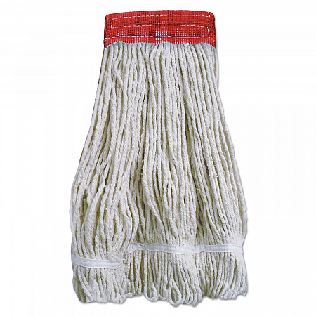 Wideband Looped-End Mop Heads, 20 oz, Natural  with Red Band, 12/Carton (5320FTBNBTCT)