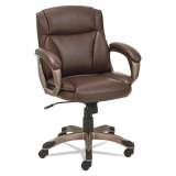 Alera Veon Series Low-Back Bonded Leather Task Chair, Supports 275lb, 19.25" to 23" Seat Height, Brown Seat/Back, Bronze Base (VN6159)