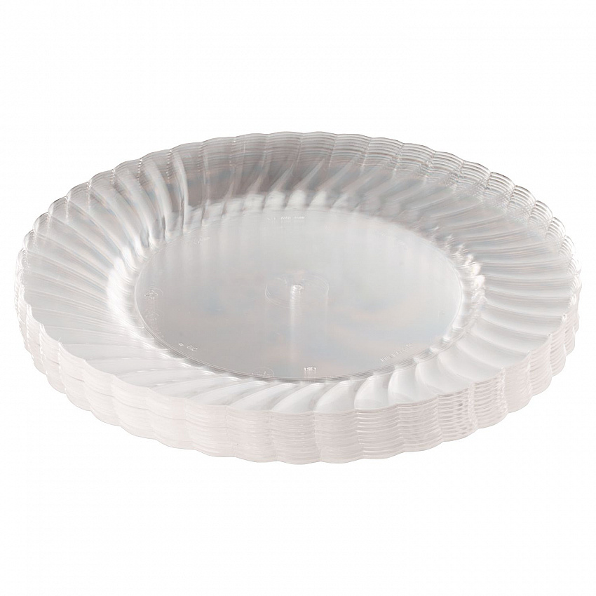 Classicware Plastic Plates, 9" dia, Clear, 12/Pack, 15 Packs/Carton (RSCW91512)