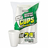 Small Foam Drink Cups, 12 oz, White, 24/Bag, 12 Bags/Carton (12JP24)