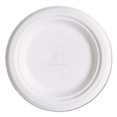 Eco-Products Renewable and Compostable Sugarcane Plates, 6" dia, Natural White, 1,000/Carton (EPP016CT)