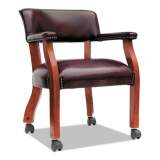 Alera Traditional Series Guest Arm Chair with Casters, 23.22" x 24.4" x 29.52", Oxblood Burgundy Seat/Back, Mahogany Base (TDC4336)