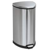 Safco Step-On Waste Receptacle, Triangular, Stainless Steel, 10 gal, Chrome/Black (9687SS)