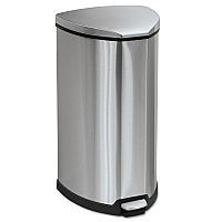 Step-On Receptacle, 10 gal, Stainless Steel, Chrome/Black (9687SS)