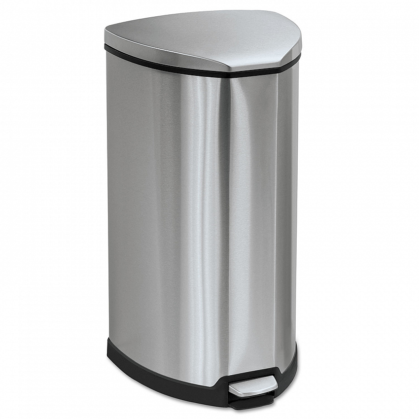 Step-On Receptacle, 10 gal, Stainless Steel, Chrome/Black (9687SS)