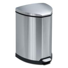 Safco Step-On Waste Receptacle, Triangular, Stainless Steel, 4 gal, Chrome/Black (9685SS)