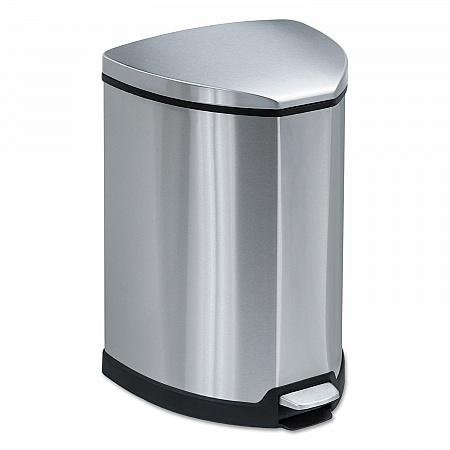 Step-On Receptacle, 4 gal, Stainless Steel, Chrome/Black (9685SS)