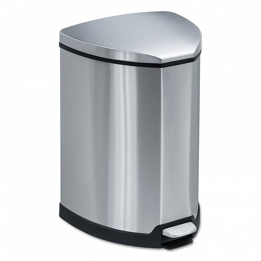 Step-On Receptacle, 4 gal, Stainless Steel, Chrome/Black (9685SS)