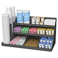 Extra Large Coffee Condiment and Accessory Organizer, 14 Compartments, 24 x 11.8 x 12.5, Black (COMORG02BLK)