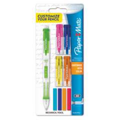 Paper Mate Clearpoint Mix and Match Mechanical Pencil, 0.7 mm, HB (#2.5), Black Lead, Clear Barrels, Green Accents/Assorted Tops (1887960)