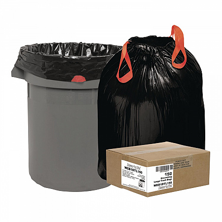 Heavy-Duty Trash Bags, Drawstring, 33 gal, 1.2 mil, 33.5