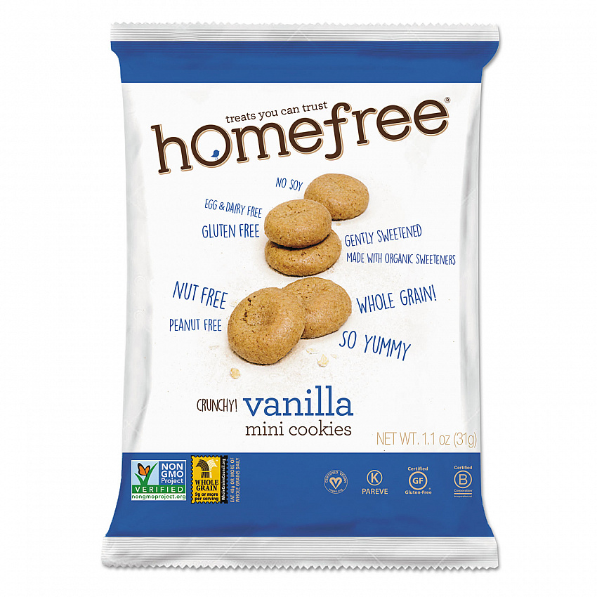Gluten Free Vanilla Mini Cookies, 1.1 oz Pack, 30/Carton (01866)