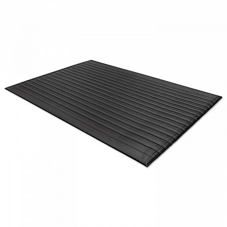 Air Step Anti-Fatigue Mat, Rectangular, Black Ribbed Surface, 24