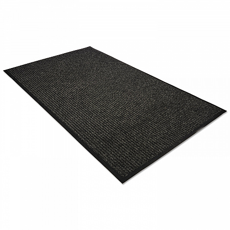 Golden Series Dual Rib Indoor Wiper Mats, Rectangular, Brown Carpeted Surface, 36